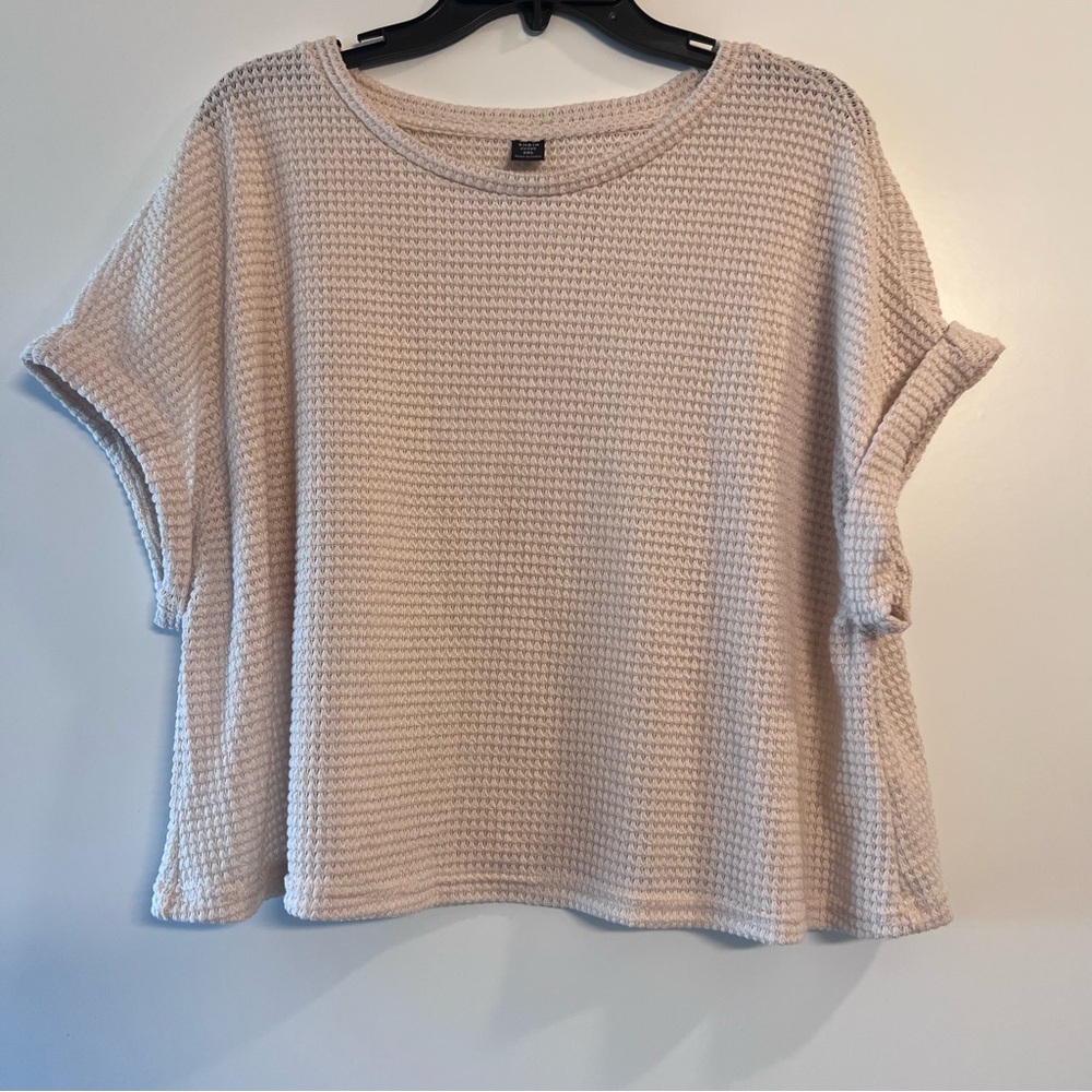 SHEIN Cream Textured Short Sleeve Top